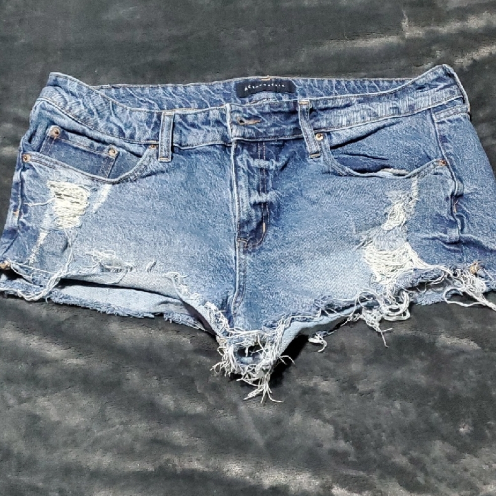 Aeropostale Women's Distressed Blue Denim Cutoff Shorts